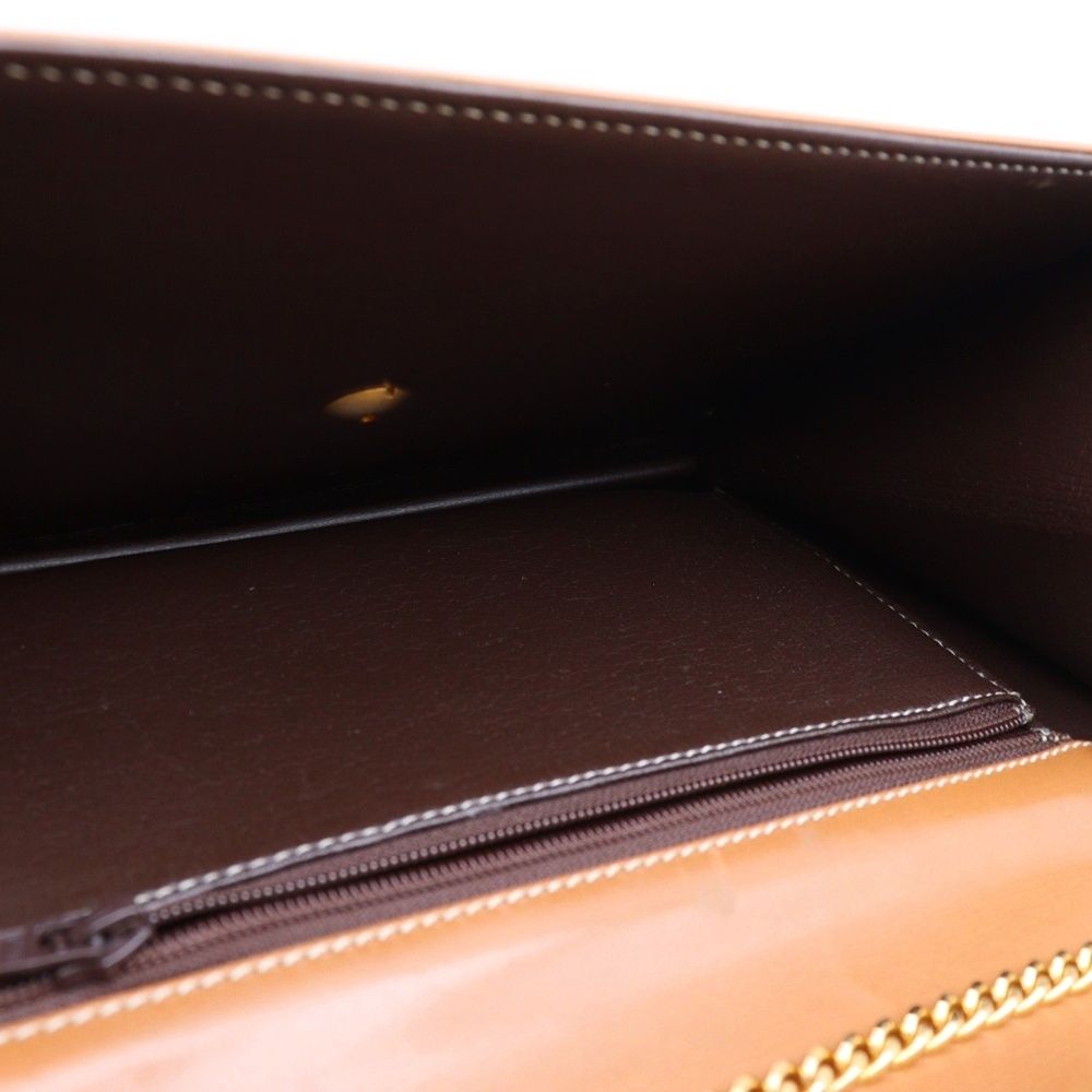 クリスチャンディオール　ブラウンレザーショルダーバッグ D型金具付き クリスチャンディオール サドルバッグ レザー ショルダーバッグ