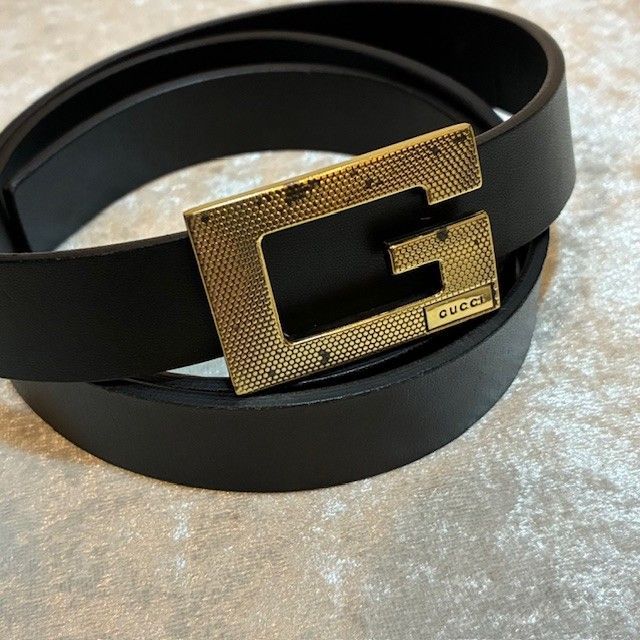 グッチ GUCCI ダブルGバックル ゴールドトーン レザーベルト サイズ