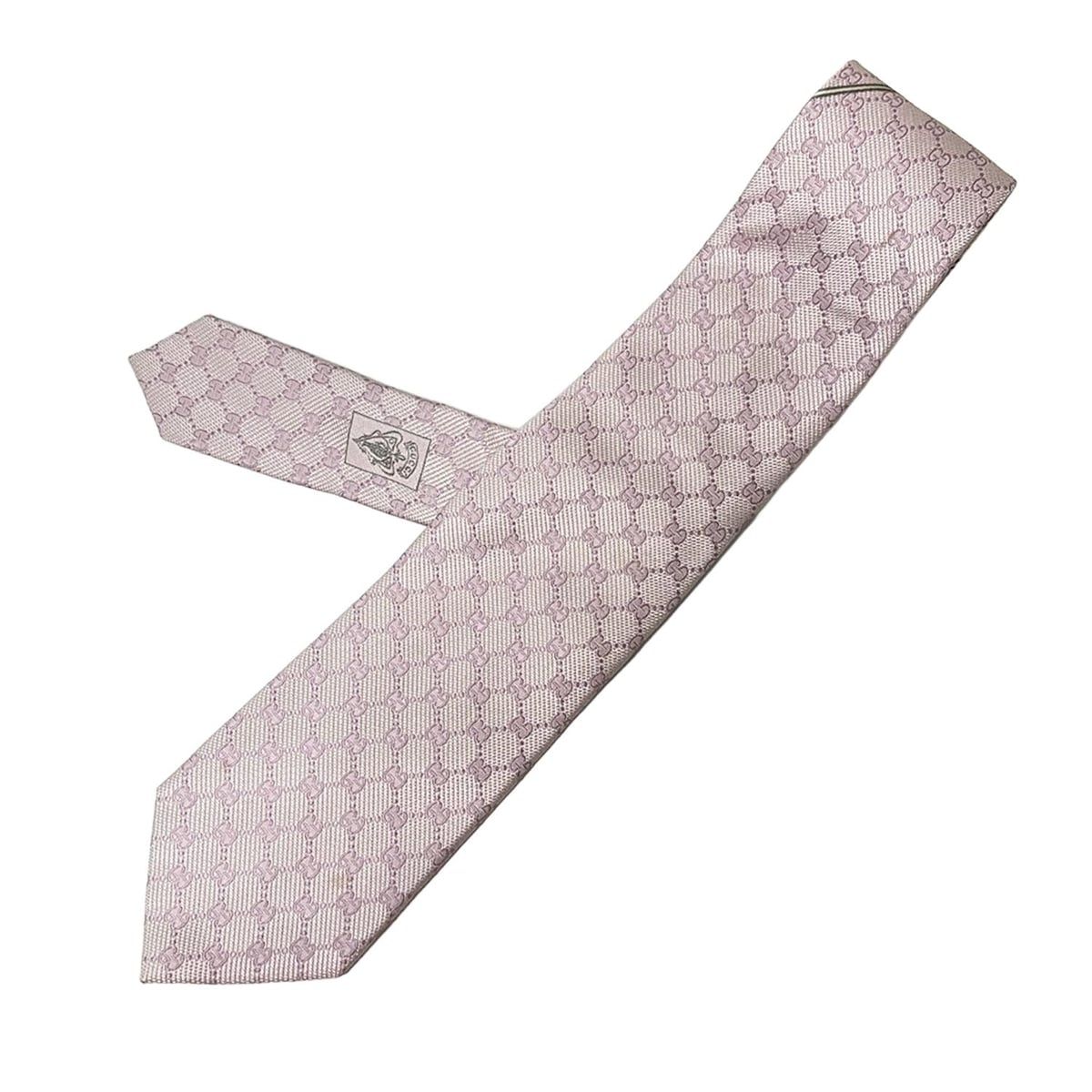 GUCCI(グッチ) ネクタイ メンズ ピンク×グレー×白 GG柄 - メルカリ