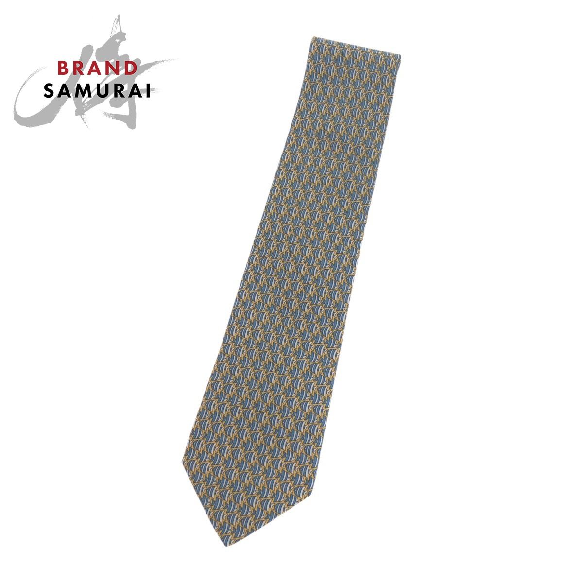 新品未使用 HERMES エルメス 総柄 フィッシュ イエロー シルク