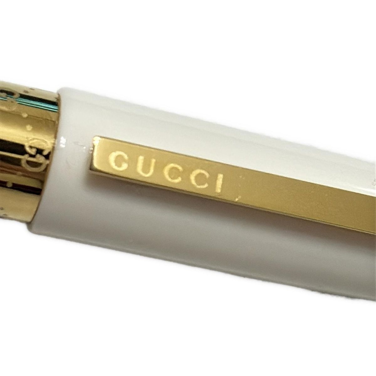 GUCCI(グッチ) ボールペン美品 - 白×ゴールド GG柄/インクあり(黒