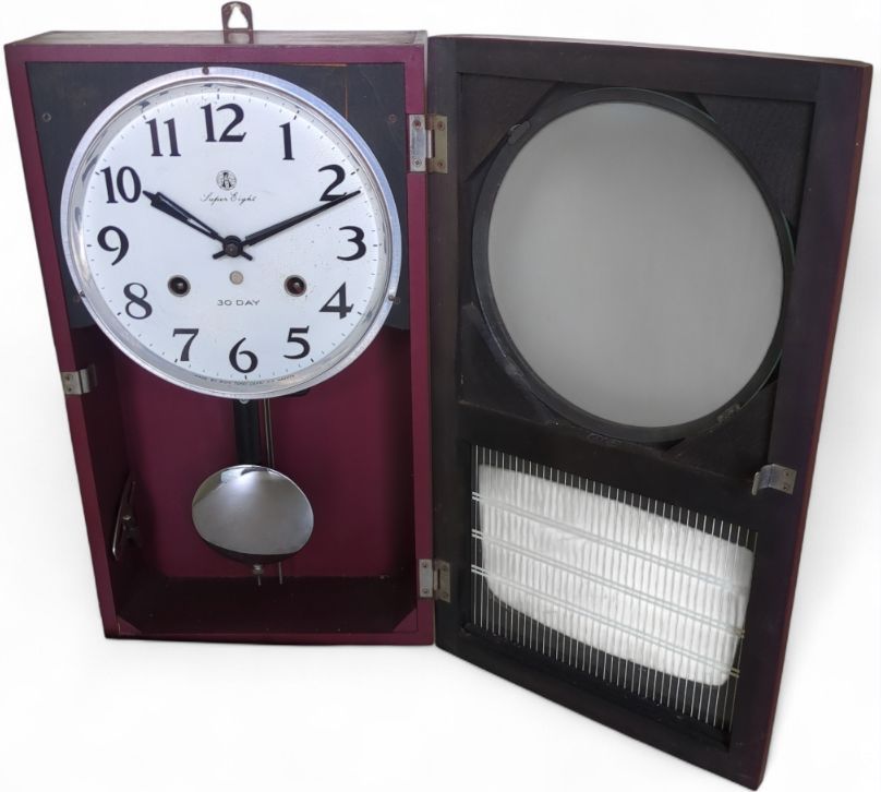 a282/激レア☆美品☆ 愛知時計電機Super Eight 30 DAY柱時計 a282/激