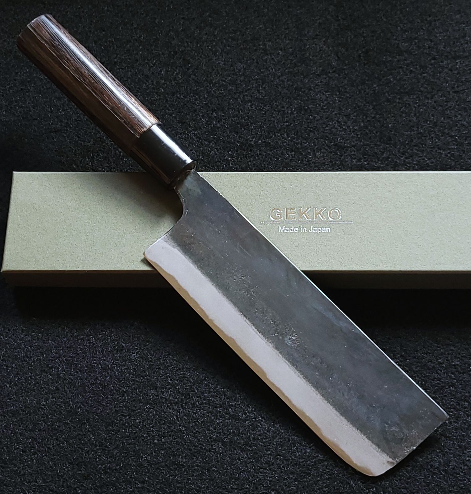 白紙1号 黒打 万能包丁 165㎜ G9365 栗柄 月光作 手作り 白紙1号 黒打