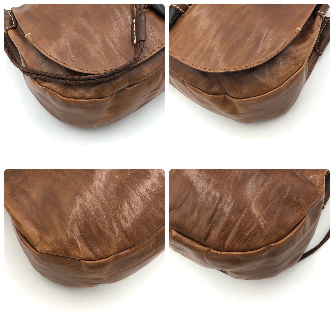 genten ゲンテン ショルダーバッグ レザー 本革 ブラウン 斜め掛け