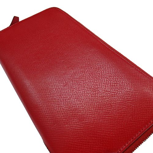 中古 エルメス HERMES ユニセックス 長財布 ルージュカザック ヴォーエプソン HERMES（エルメス） 財布 レディース メンズ ブランド 長財布 アザップ