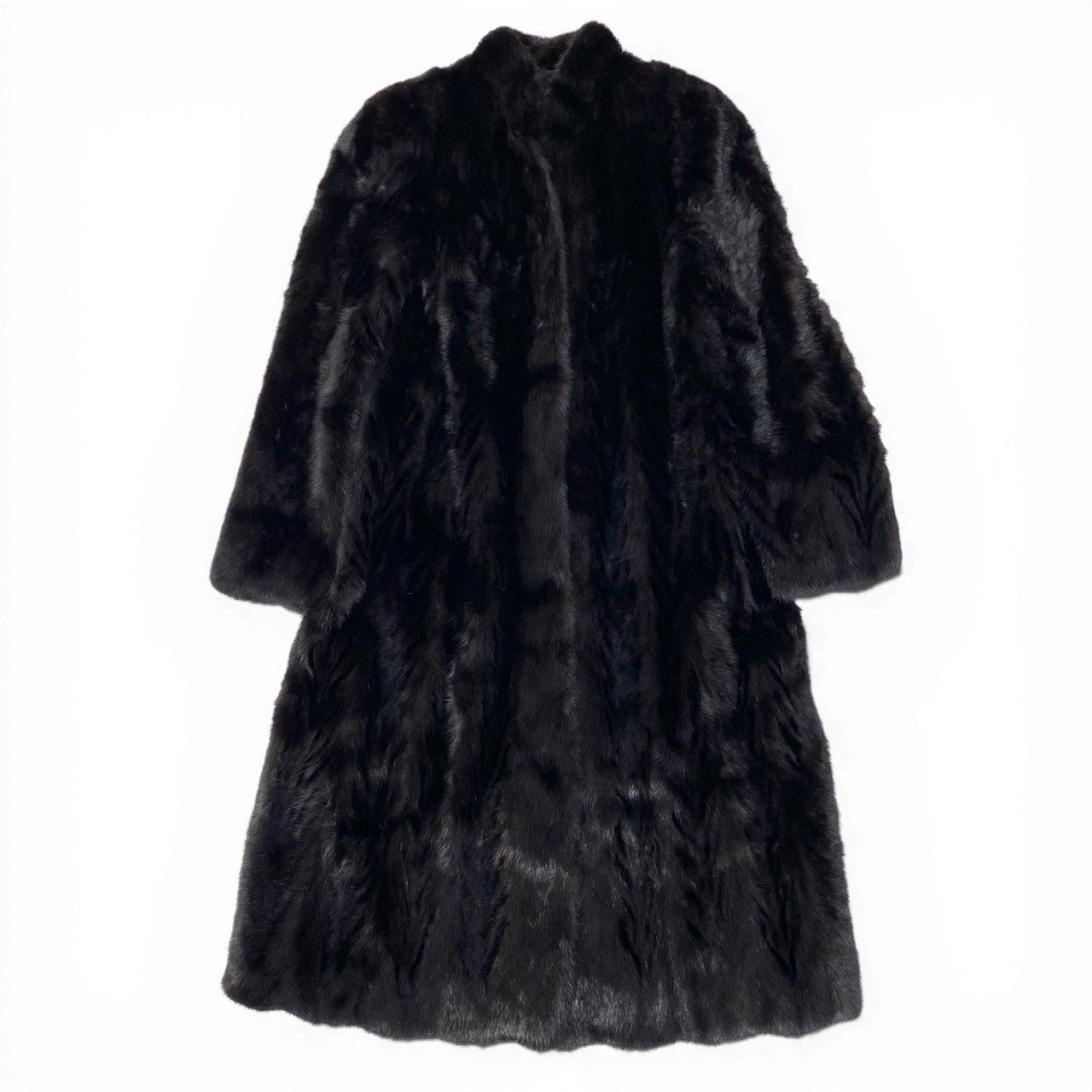 ダークブラウン ファー付きロングコート　EMBA 21a24 EMBA エンバ 希少デザイン ダークミンク 丈110cm 超ロングコート