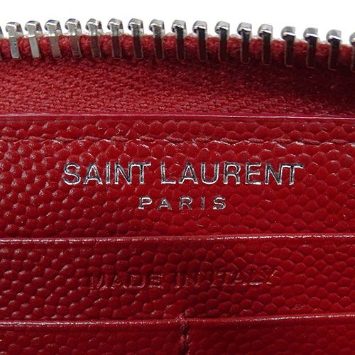 本物 サンローラン SAINT LAURENT YSL ロゴ カサンドラ キャビアスキン レザー ラウンドファスナー 長財布 ロングウォレット レッド 財布 ウォレット 中古・ サンローラン SAINT LAURENT 財布 レディース メンズ ブランド 長財布