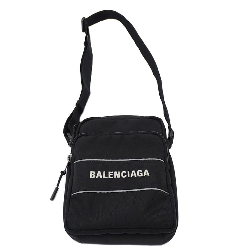 【極美品】BALENCIAGAスポーツスモールメッセンジャーバッグ　斜め掛け　黒 バレンシアガ BALENCIAGA バッグ レディース メンズ ブランド