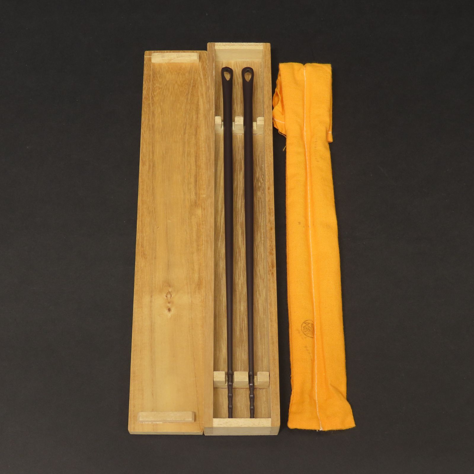 02s84 美品 木村清五郎 真作保証 銅製 美津火箸 煎茶道具 在銘 共箱