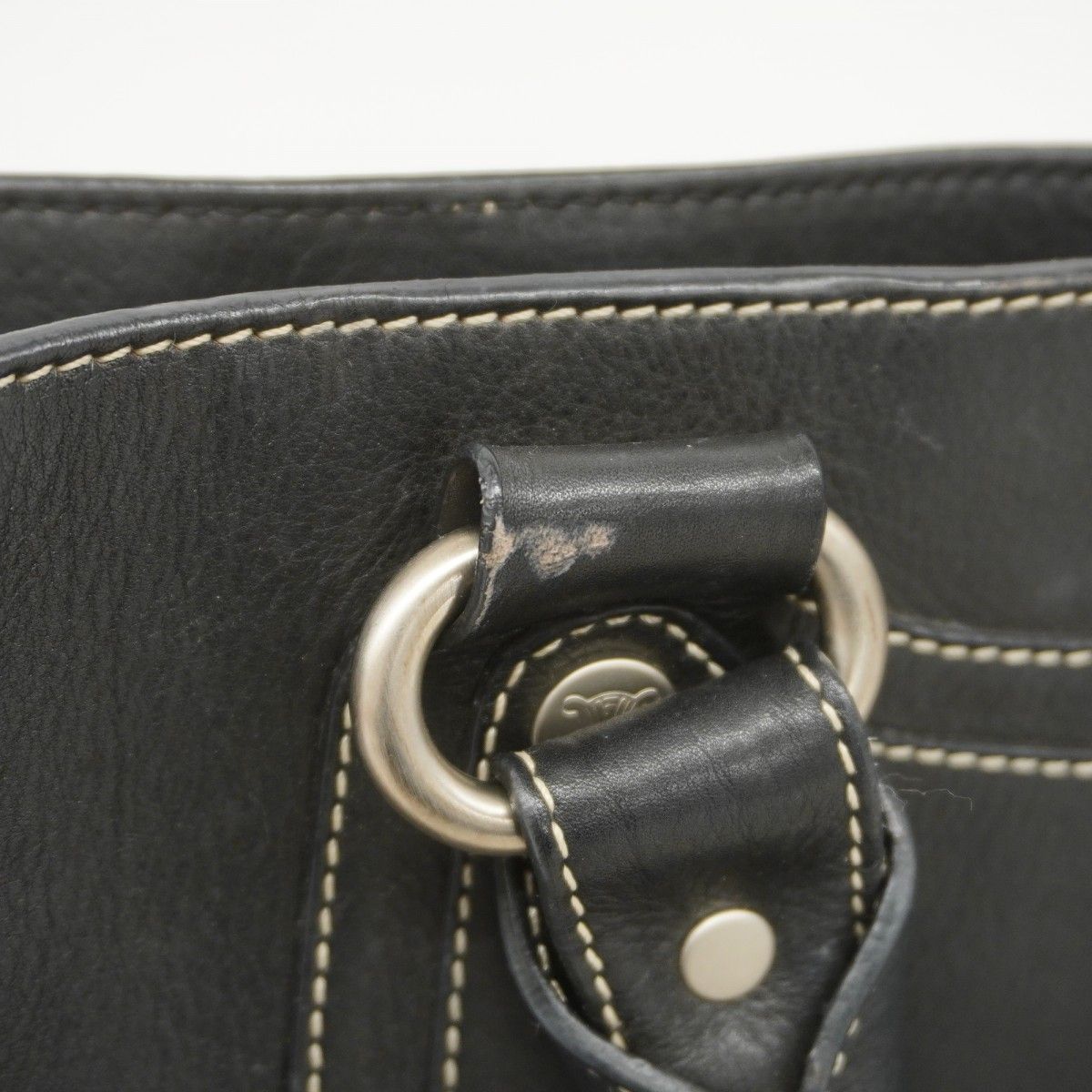 6ad3979】セリーヌ ハンドバッグ ブギー レザー ブラック シルバー金具  