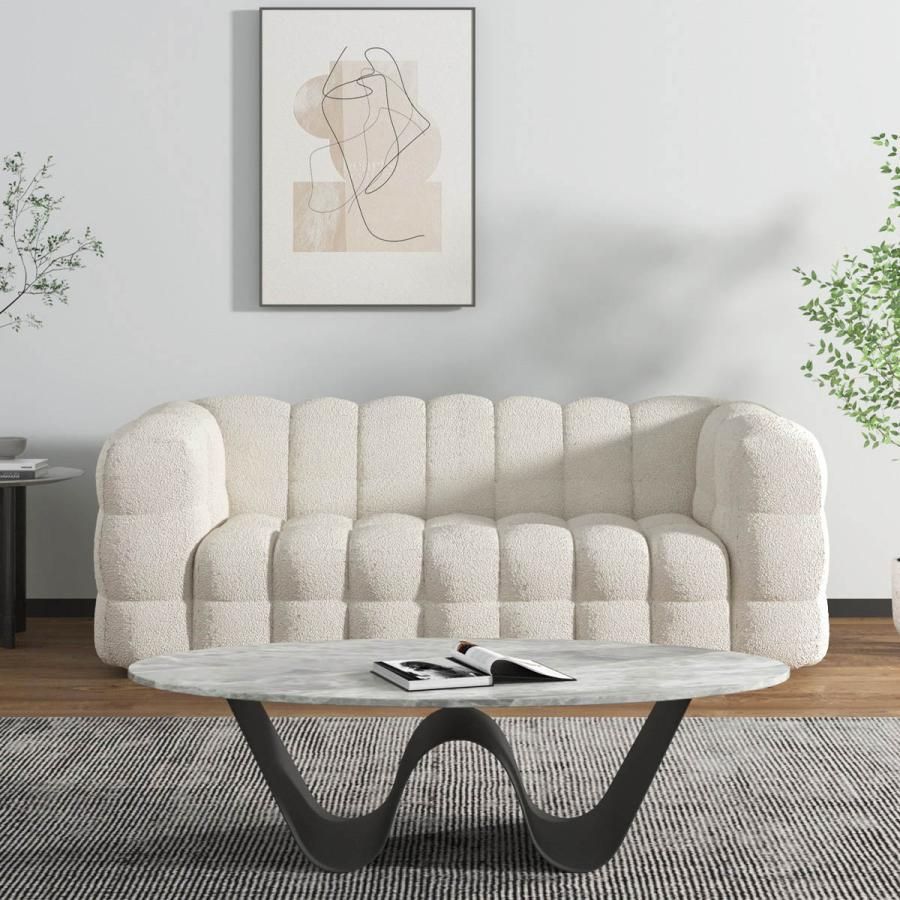  送料別 2人掛け VeroMan ソファ もこもこ ボア マシュマロ ソフトチェア オフホワイト クッション かわいい モダン 北欧モダン 韓国インテリア ベッド付きソファ 2人掛け 3人掛けソファ ソファ ソファベッド