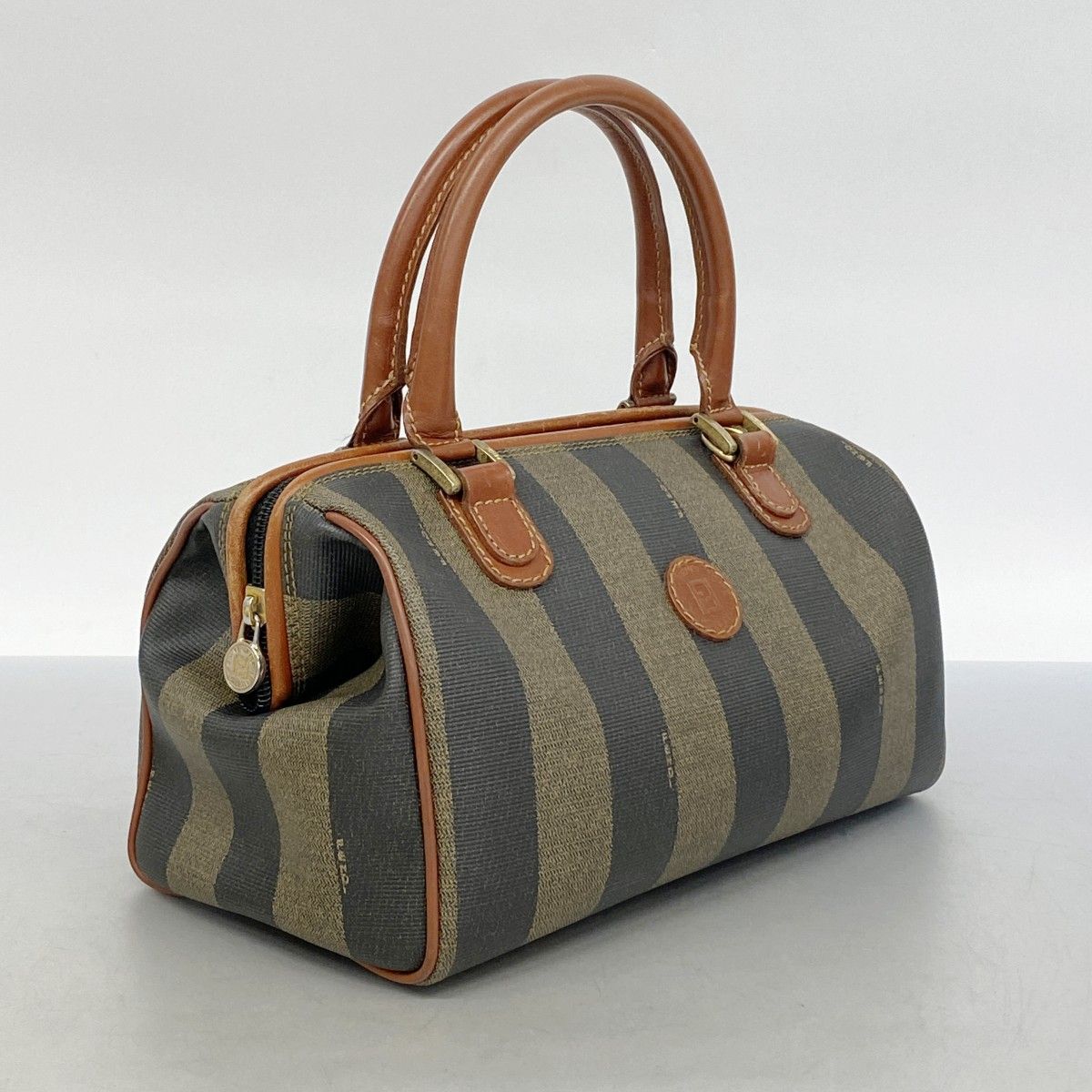 6ad3974】フェンディ ハンドバッグ ペカン PVC ブラウン ゴールド金具  