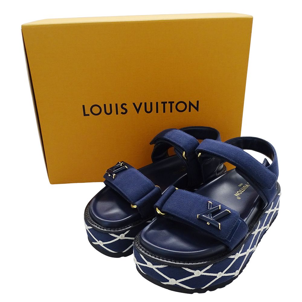 LOUIS VUITTON ネイビー サンダル ルイ・ヴィトン LOUIS VUITTON サンダル レディース ブランド LVサン
