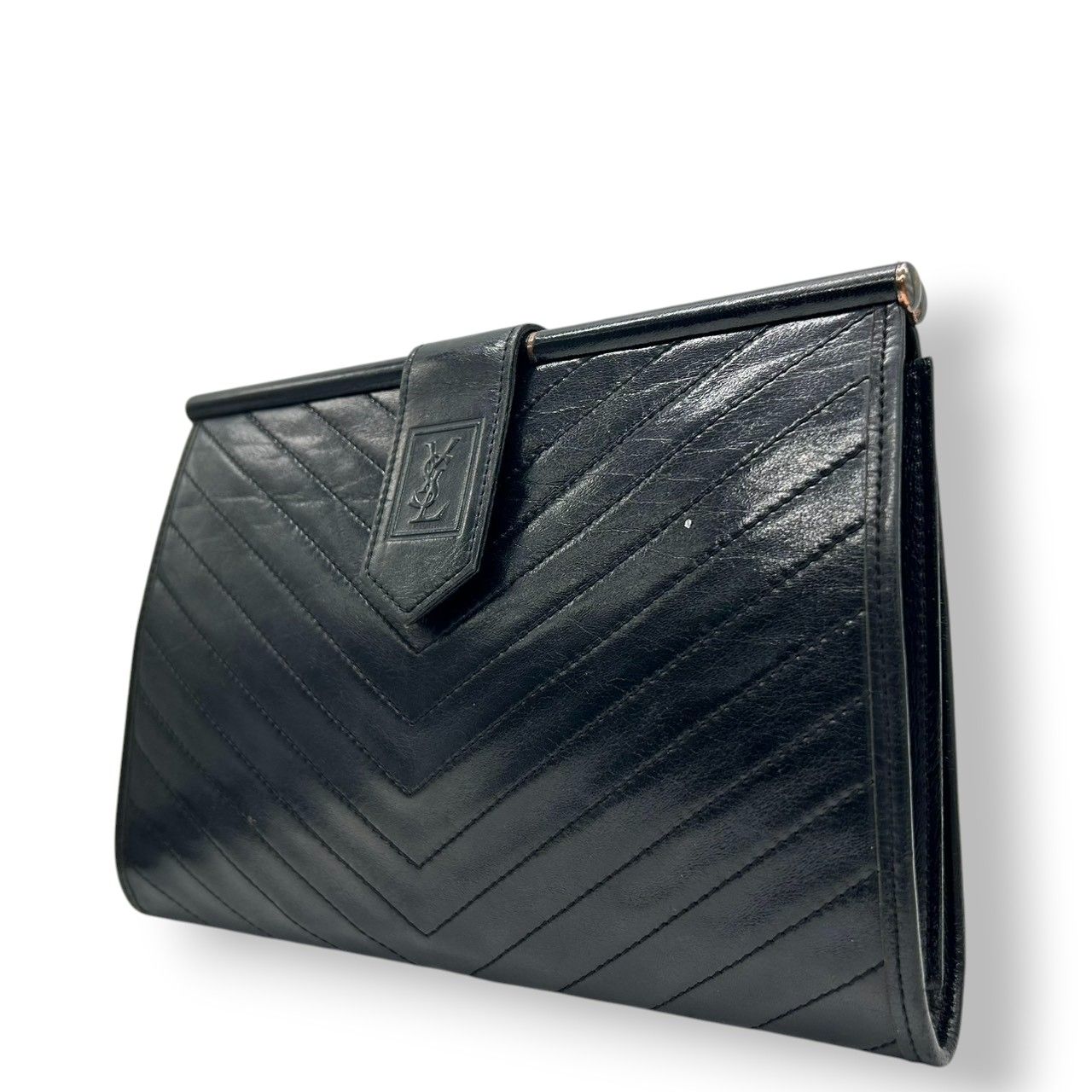 YVES SAINT LAURENT レザー 編み込み クラッチ バッグ 美品】イヴ・サンローラン Yves Saint Laurent クラッチバッグ