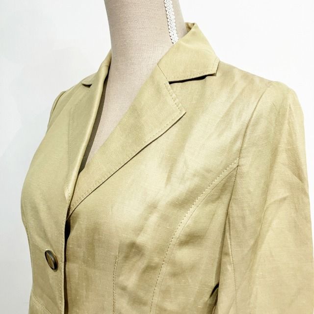 美品　レリアン　カシミヤ　テーラードジャケット　ベージュ　M　キュプラ　4569 レリアン Leilian 洗えるテーラードジャケット （ベージュ