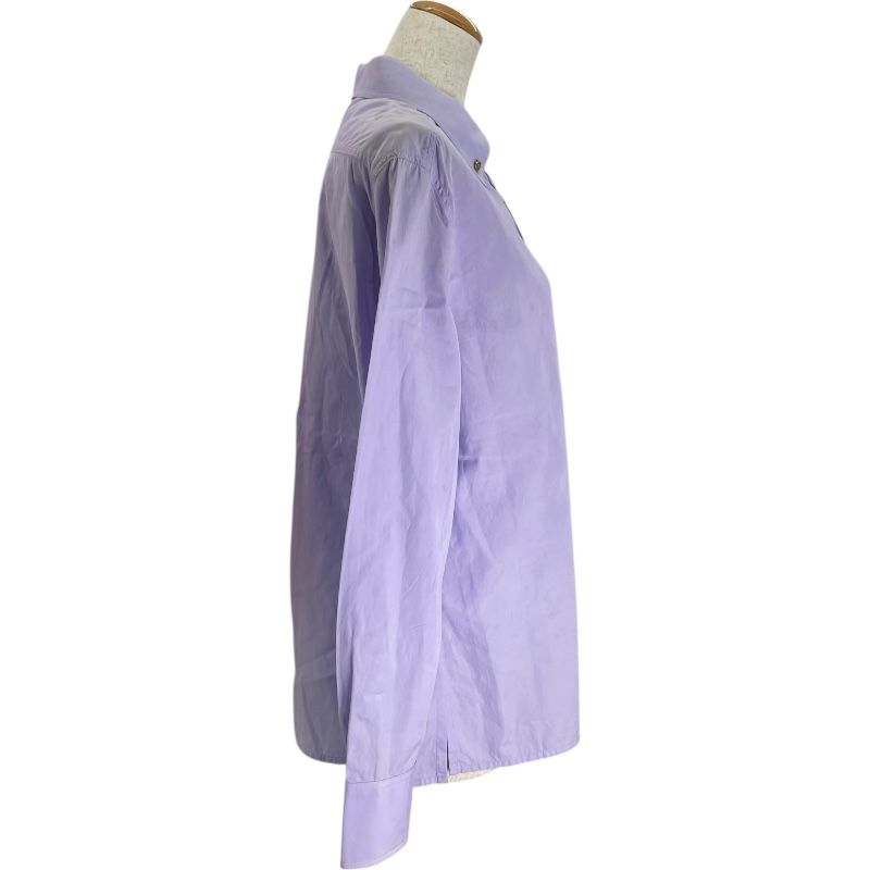 CHANEL 紫色サテン長袖シャツ シャネル CHANEL CCマーク刺繍ボタンダウンシャツ パープル コットン