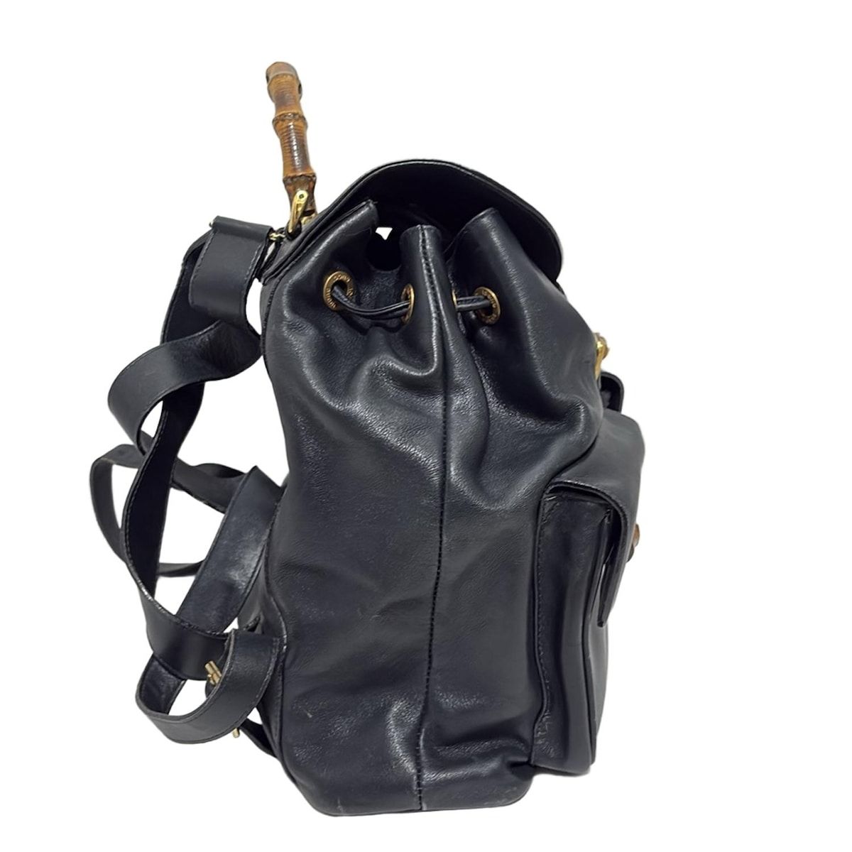 GUCCI(グッチ) リュックサック バンブー 黒 レザー - メルカリ