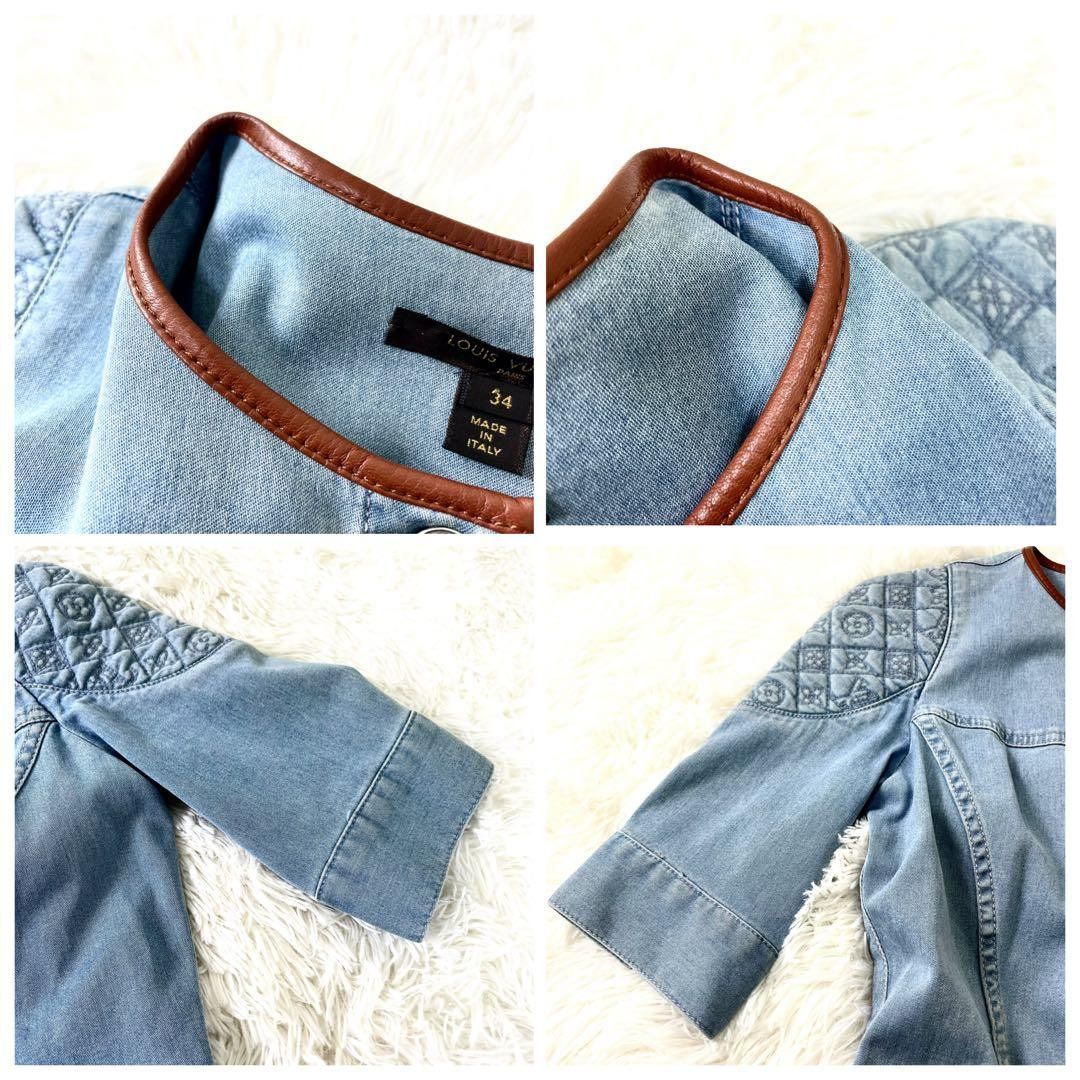 ルイヴィトン デニムワンピース モノグラム Sサイズ ひざ丈 レディース