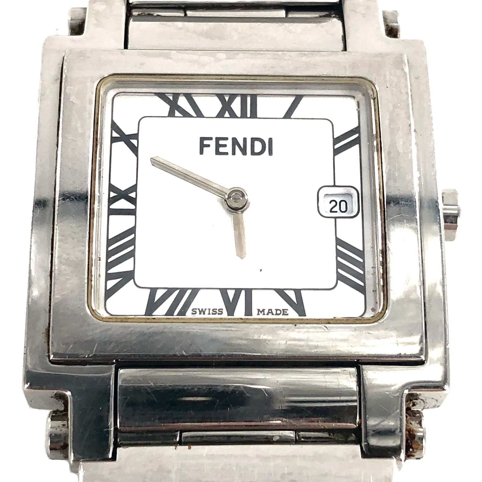 FENDI フェンディ 6000G デイト SS/QZ ホワイト文字盤 メンズ腕時計