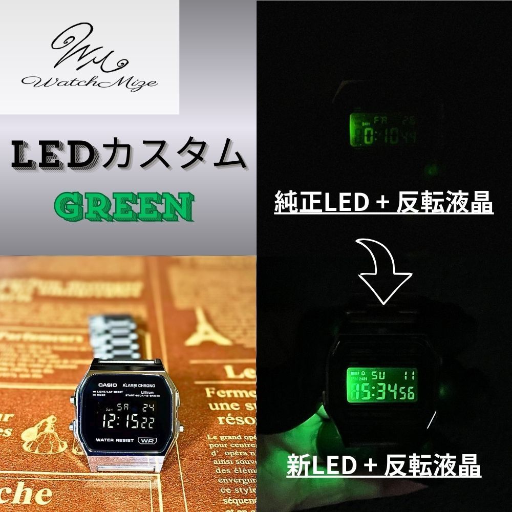 🌟新品未使用🌟 CASIO チプカシ A158WEA-1JF 『反転液晶＋グリーンLED