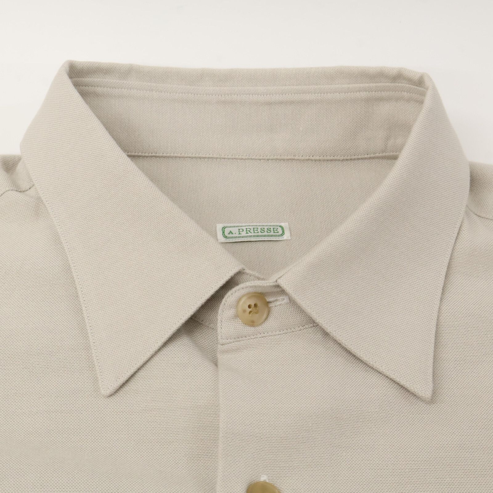A.PRESSE 25ss 25SAP-02-07H サイズ3 ECRU A.PRESSE アプレッセ 25SS 25SAP-02-07H ｴｸﾘｭ ｼﾙｸ×ｺｯﾄﾝ ﾎｰﾝ釦 Oxford