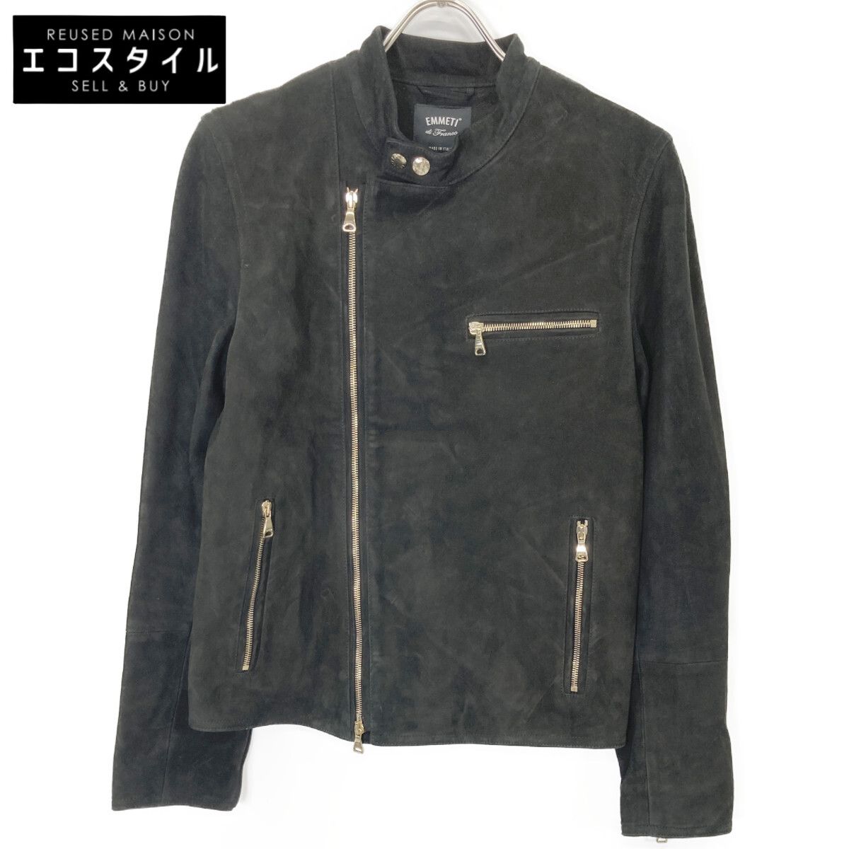 EMMETI エンメティー ﾌﾞﾗｯｸ ｺﾞｰﾄｽｷﾝ ｽｴｰﾄﾞ ｼﾞｮｾﾌ ｾﾐﾀﾞﾌﾞﾙ ﾗｲﾀﾞｰｽｼﾞｬｹｯﾄ