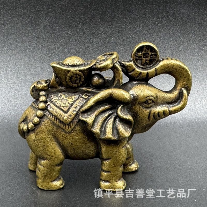 新品未使用 元宝如意 象 象 福象 ミニ 可愛い象 古面装飾 工芸品