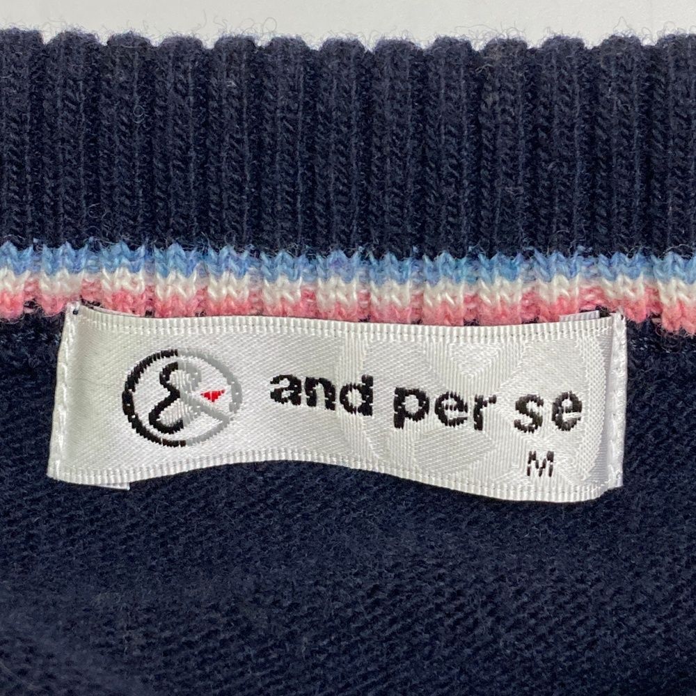 サイズ：M AND PER SE アンパスィ ウール混 ニットセーター ネイビー系