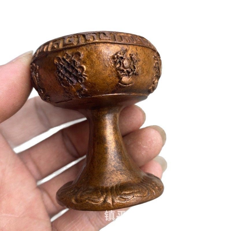 古美術 燈台 供養 置物 骨董品 古道具 新品未使用 骨董品 八寶 油 灯 供 仏 灯 古式 家庭用 花 灯台 酥油 灯