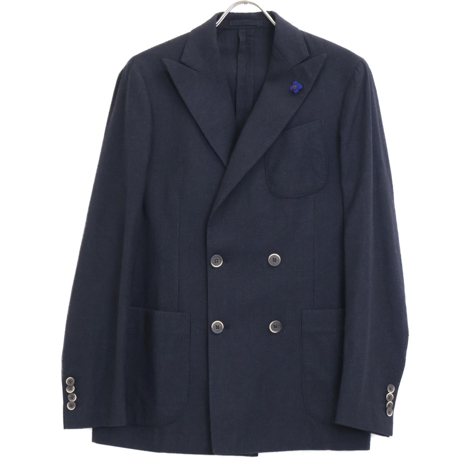 LARDINI ラルディーニ ﾈｲﾋﾞ- ﾁｪｯｸ ﾌﾞｰﾄﾆｴｰﾙ付き ﾃｰﾗｰﾄﾞｼﾞｬｹｯﾄ 46