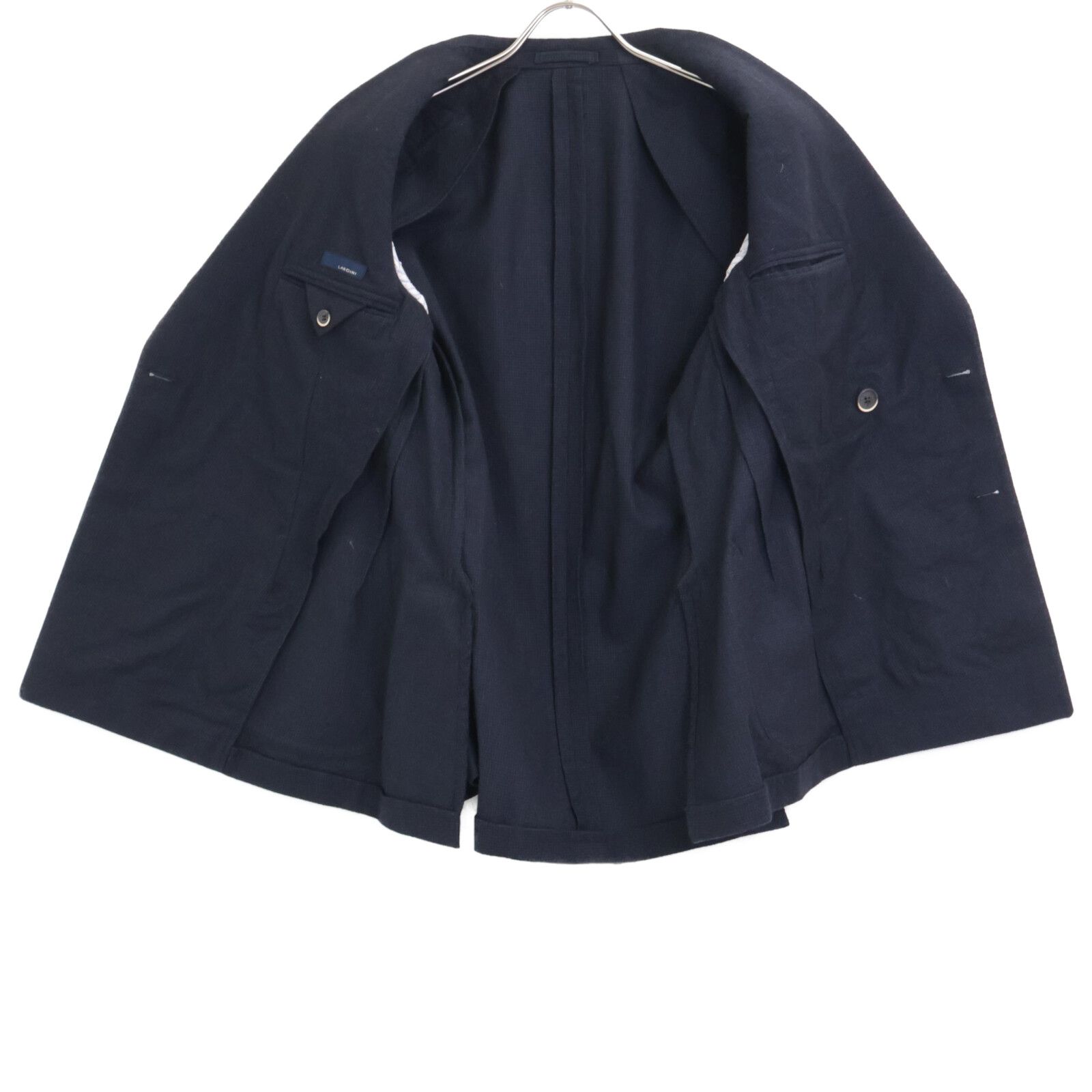 LARDINI ラルディーニ ﾈｲﾋﾞ- ﾁｪｯｸ ﾌﾞｰﾄﾆｴｰﾙ付き ﾃｰﾗｰﾄﾞｼﾞｬｹｯﾄ 46