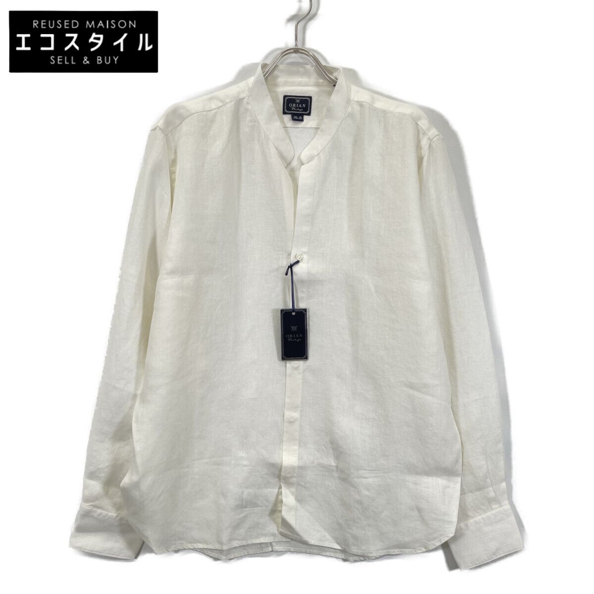 ORIAN オリアン KF99F ﾎﾜｲﾄ ﾘﾈﾝ 製品洗い ﾊﾞﾝﾄﾞｶﾗｰ ﾛﾝｸﾞｽﾘｰﾌﾞｼｬﾂ XL