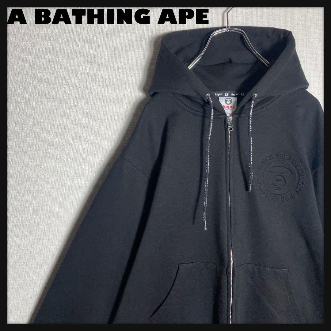 A Bathing Ape フルジップパーカー ビッグロゴ 黒 M - メルカリ