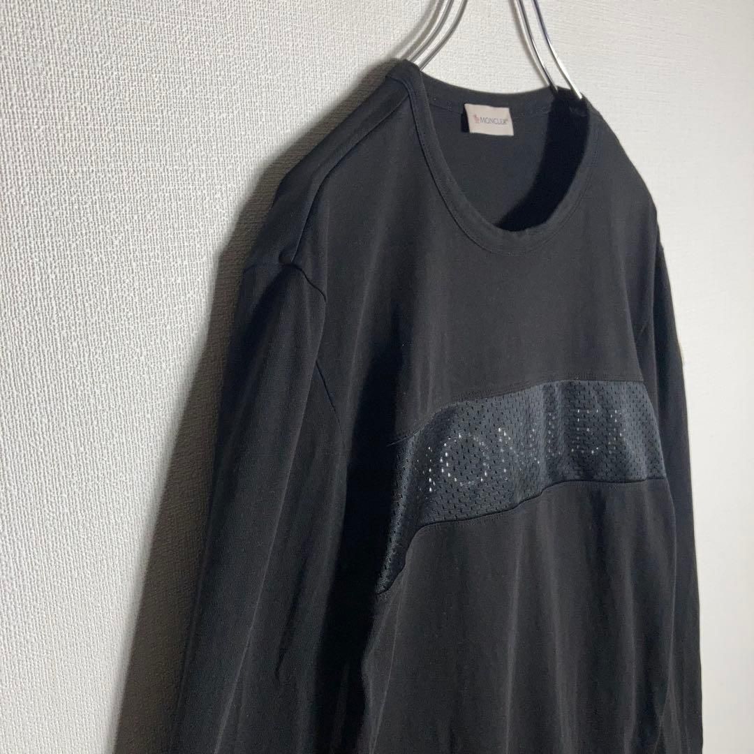 MONCLER モンクレール ロンT メッシュ切替 ロゴワッペン 黒 M - メルカリ