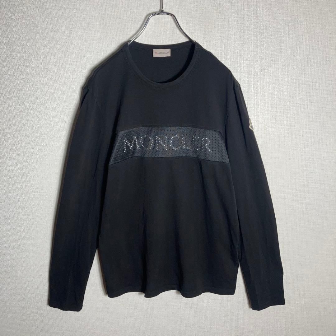 MONCLER モンクレール ロンT メッシュ切替 ロゴワッペン 黒 M - メルカリ