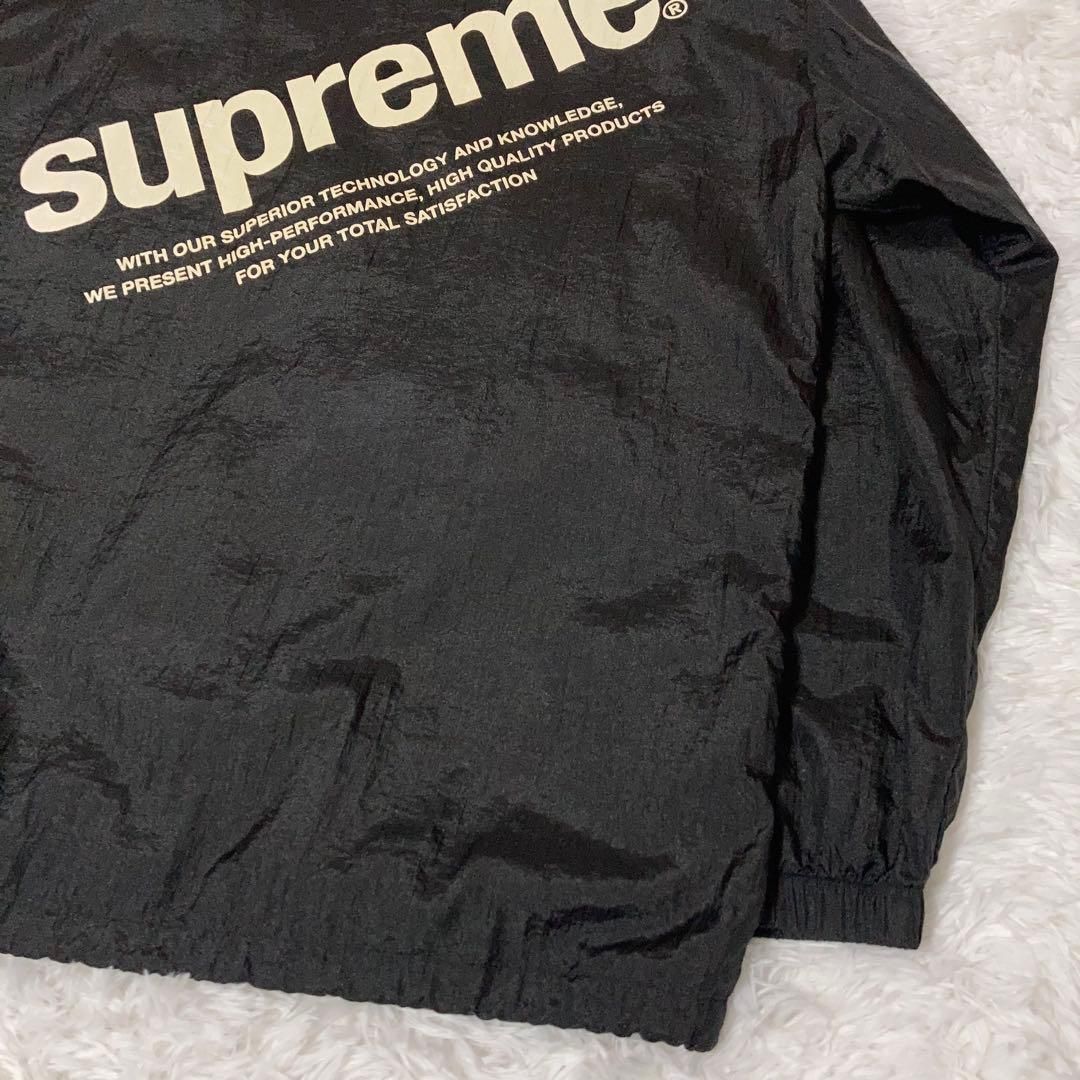 美品】SUPREME ナイロンジャケット プルオーバー ビッグロゴ 黒 M 