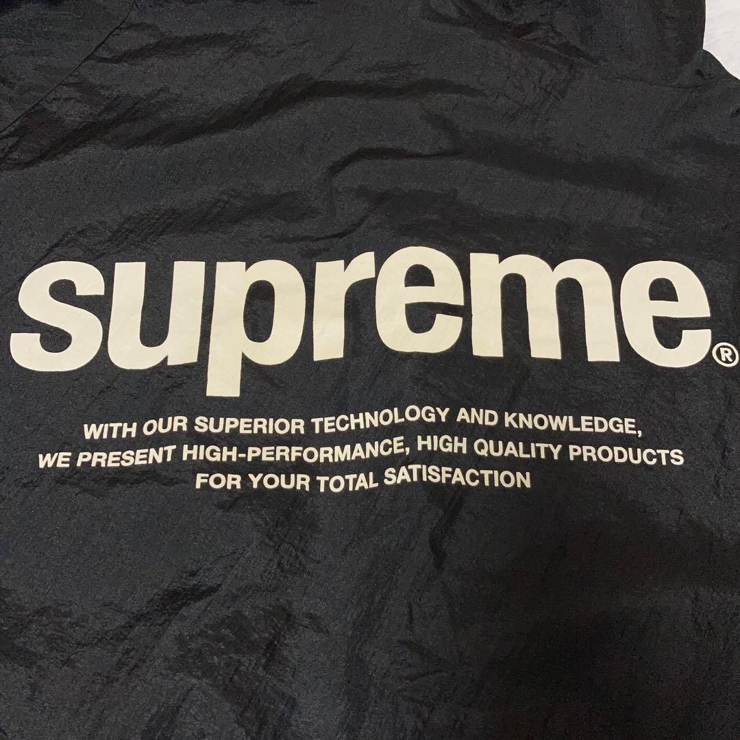 美品】SUPREME ナイロンジャケット プルオーバー ビッグロゴ 黒 M