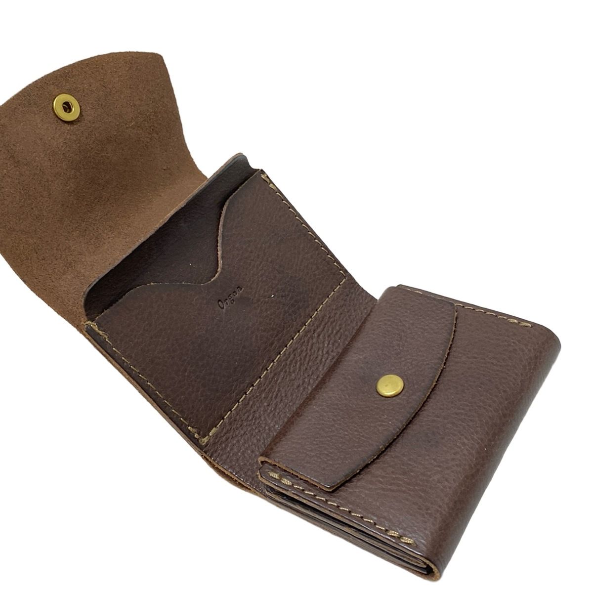 organ(オルガン) 3つ折り財布 - ダークブラウン レザー - メルカリ