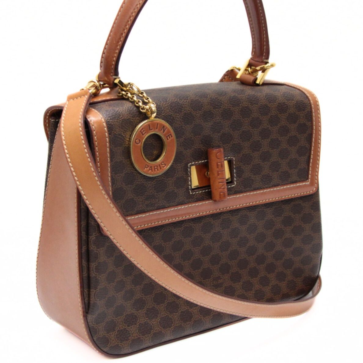 セリーヌ CELINE マカダム ターンロック 2WAYバッグ PVC×レザー