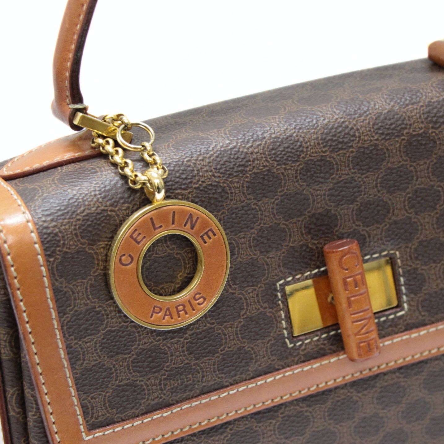 セリーヌ CELINE マカダム ターンロック 2WAYバッグ PVC×レザー