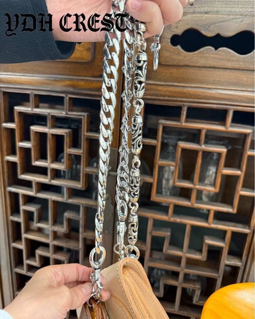 ☆ZKWCN40 ウォレットチェーン 重厚クロスチームチェーン40cm 刻印有り