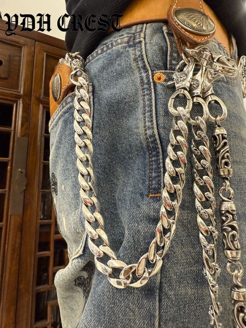 ☆ZKWCN40 ウォレットチェーン 重厚クロスチームチェーン40cm 刻印有り