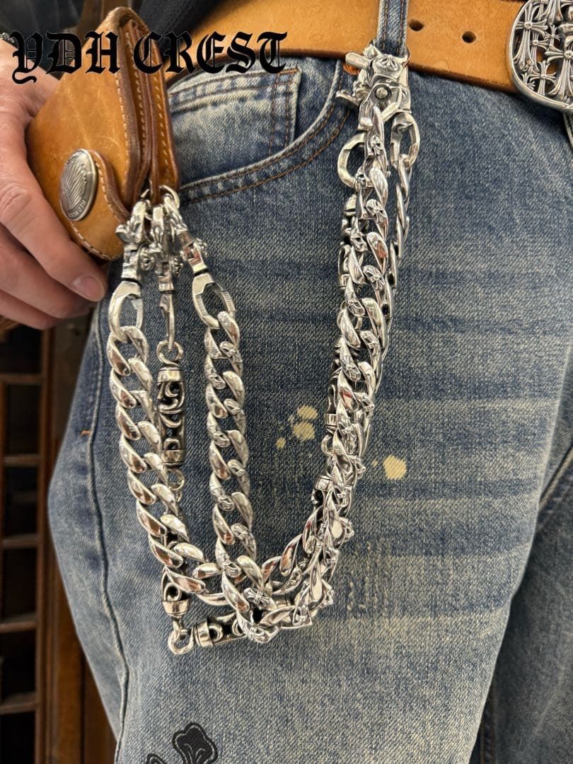 ☆ZKWCN40 ウォレットチェーン 重厚クロスチームチェーン40cm 刻印有り