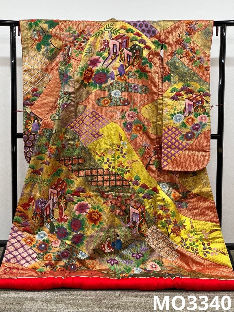 打掛 豪華 相良刺繍 御所車 色打掛 婚礼用 花嫁 身丈198cm MO3340