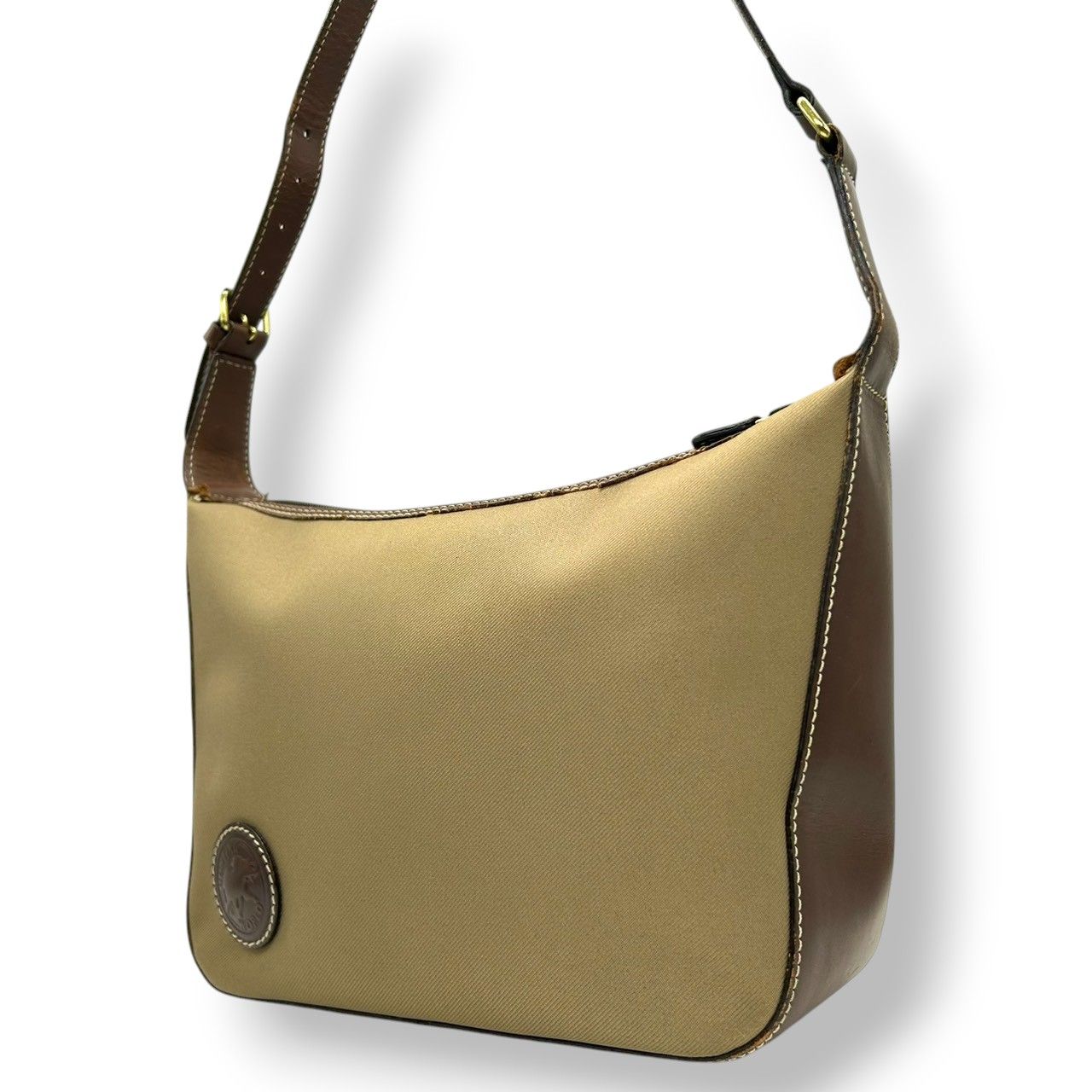 HUNTING WORLD ショルダーバッグ ヴィンテージ　ベージュ/グリーン 良品】ハンティングワールド HUNTING WORLD ショルダーバッグ 斜め掛け