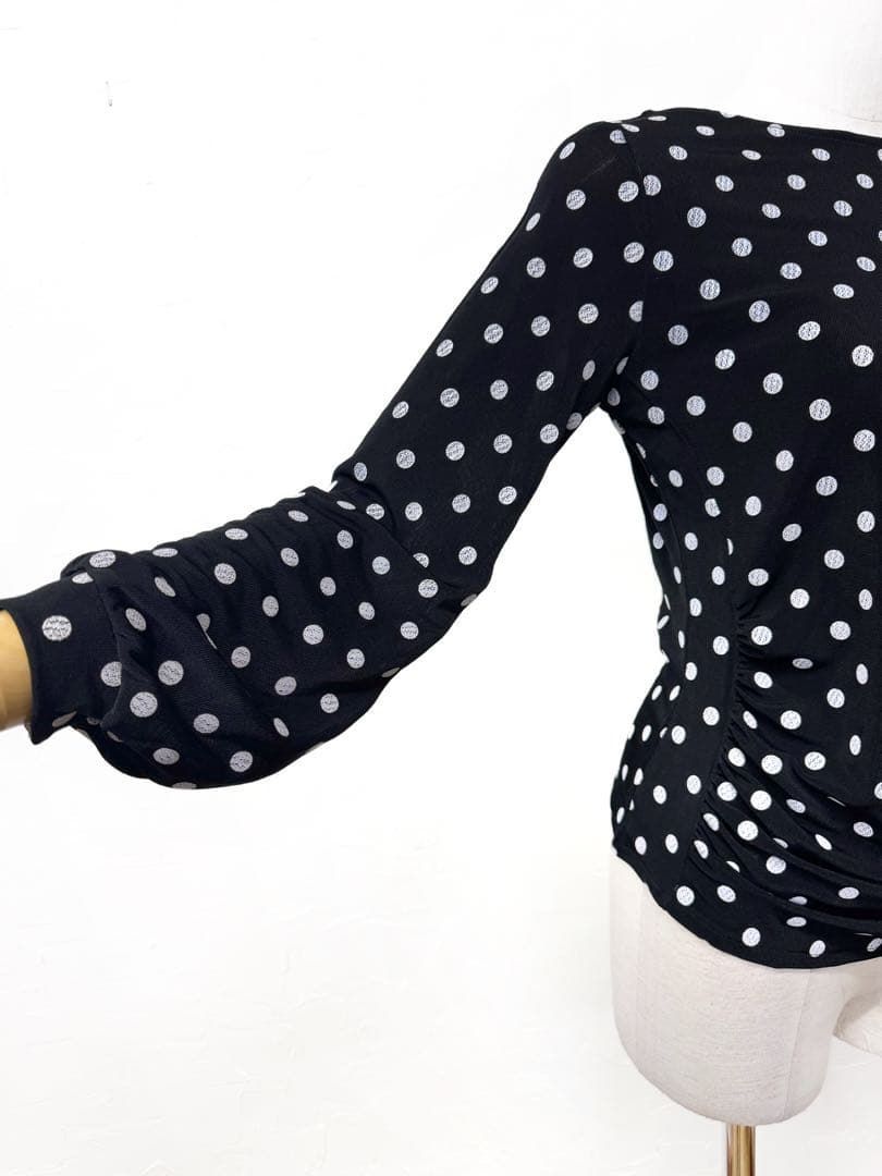 Mサイズ】新品 JOAN社交ダンス 水玉バルーンスリーブトップスs003