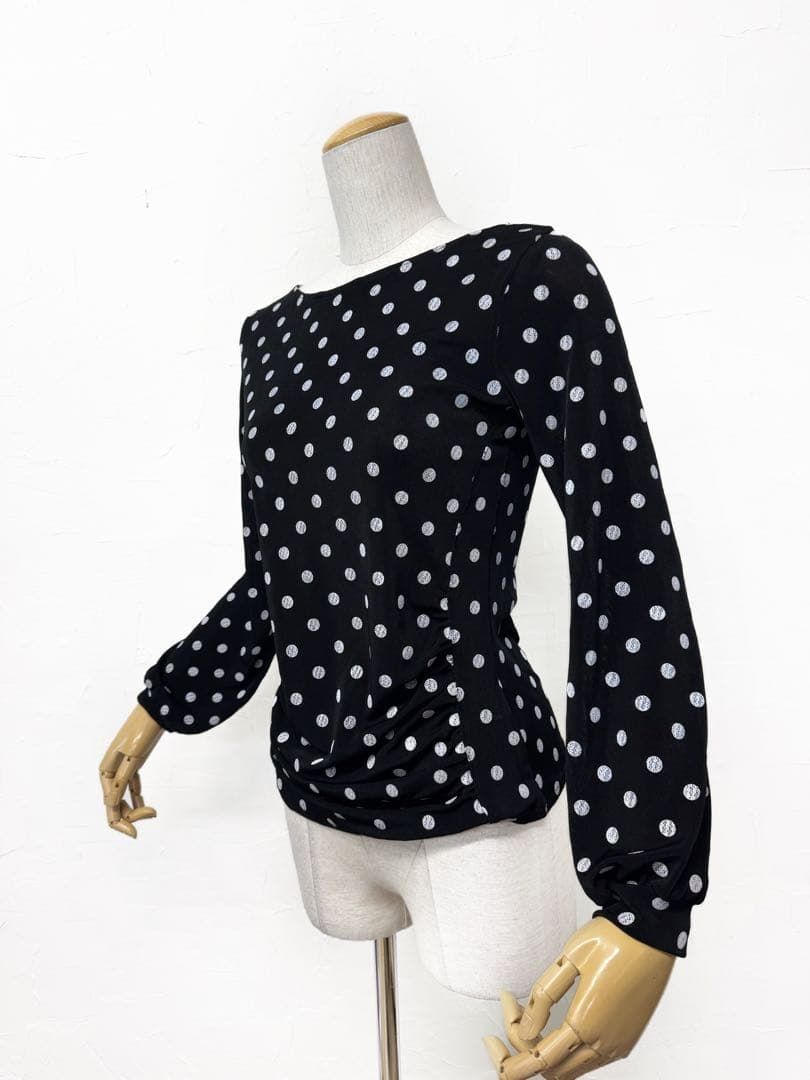 Mサイズ】新品 JOAN社交ダンス 水玉バルーンスリーブトップスs003