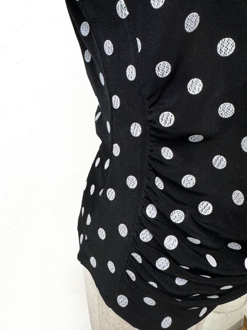 Mサイズ】新品 JOAN社交ダンス 水玉バルーンスリーブトップスs003