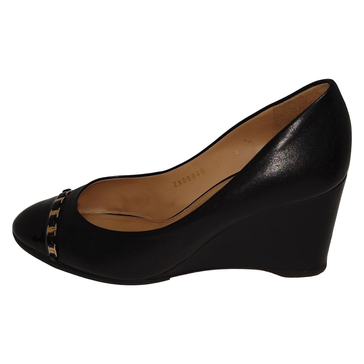 Salvatore Ferragamo ブラックウェッジソールパンプス341/2 Salvatore