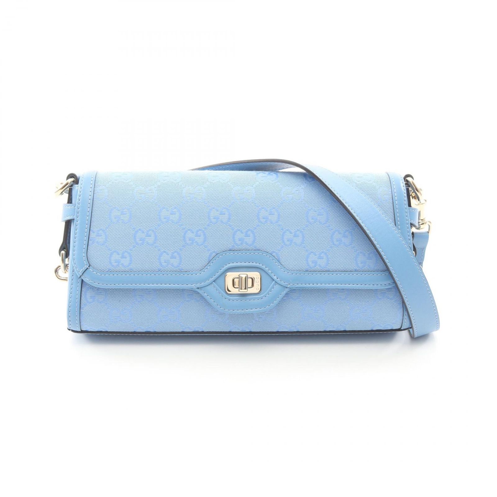 GUCCI　ジャッキー　GG　水色　キャンバス　レザー　ワンショルダー GUCCI グッチ ワンショルダーバッグ GGキャンバス ライトブルー 水色